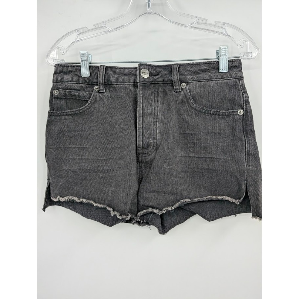 Amuse Society Black Denim Shorts Fray Hem Button Fly Women's sz‎ 28